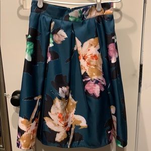 Green floral skirt